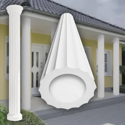 Produktbild von PRESTIGE DECOR Säule mit Grat-Kannelierung 2m 405x405mm Säulenschaft Kunstharzputz weiß, Fassadenverkleidung aussen Stucksäule Wandverkleidung (Schaft LC103-22F, vollrund)