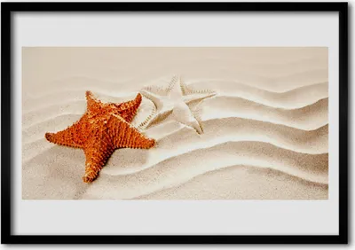 Produktbild von Bild 100x70 MDF-Rahmen Wandkunst Starfish auf Sand Beach