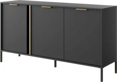 Produktbild von FURNLUX Sideboard Lars Black 153cm / Hauptfarbe: Schwarz / Abmessungen: 153 x 40 x 81 cm