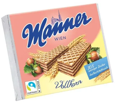 Produktbild von Manner knusprige Vollkorn Waffeln mit Füllung aus Halsenusscreme 75g