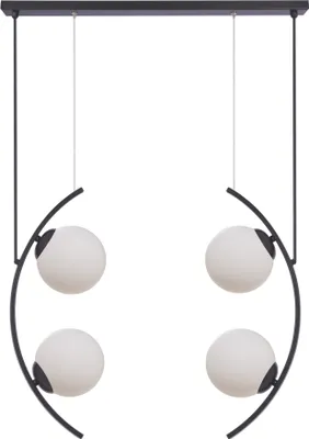 Image de Suspension HELIX en verre noir et blanc, 4 x E14 x 8 W, métal, dimensions : 90 x 64 x 14 cm, IP20, Zuma Line