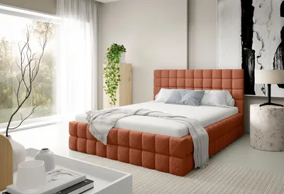 Produktbild von Polsterbett ARDELLO mit Bettkasten|Bett 180x200|Doppelbett mit Stauraum und Lattenrost|Boxspringbett-Optik|ohne Matratze|Schlafzimmer-Fuchsrot