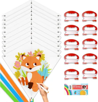 Obrázok produktu pre Súprava DIY drakov pre deti, 10 prázdnych diamantových drakov na vyfarbenie a púšťanie
