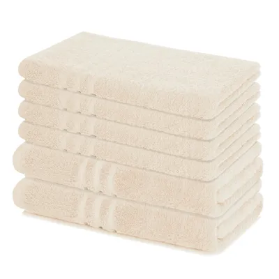 Produktbild von Lavea® 6-teiliges Handtuch Set Elena, 100% Baumwolle - 4x Handtücher 50x100 cm, 2x Duschtücher 70x140 cm, Handtücher Set - Creme