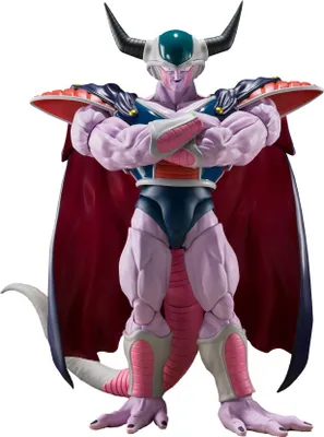 A full-body shot of a King Cold action figure from Dragon Ball Z.