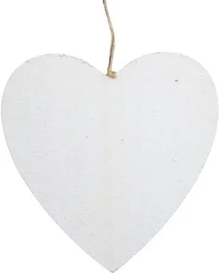 Image de Cœurs en bois, couleur blanche, lot de 2, dimensions 15x15 cm, décoration pour pièce