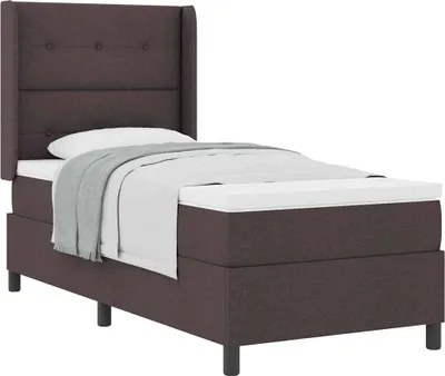 Zdjęcie produktu dla Łóżko sprężynowe z materacem ciemnobrązowe 100 x 200 cm tkanina