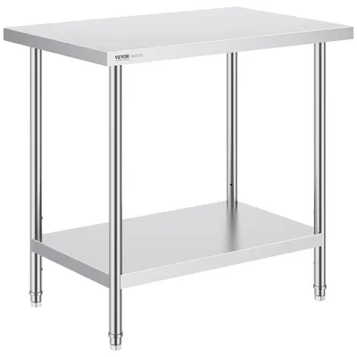 Immagine prodotto di Tavolo da lavoro in acciaio inossidabile per uso commerciale, per la preparazione di alimenti, 61 x 91 x 86 cm