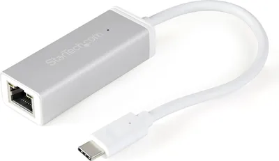 Produktbild von StarTech.com USB-C auf Gigabit Ethernet Adapter - Aluminium - Thunderbolt 3 Port kompatibel - USB Typ-C Netzwerkadapter, Kabelgebunden, USB, Ethernet, 5000 Mbit/s, Silber