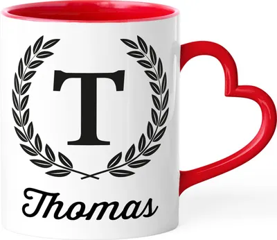 Produktbild von Namenstasse Herz-Henkel personalisierte Kaffee-Tasse mit Namen Buchstabe persönliche Geschenke SpecialMe® rot Herz-Tasse