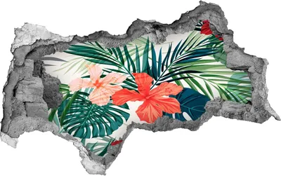 Produktbild von Selbstklebender Loch-3D-Aufkleber 95x73 cm tropische Blumen