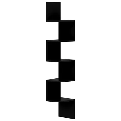 Immagine prodotto di vidaXL Scaffale angolare a parete nero lucido 19x19x123 cm Materiale a base di legno