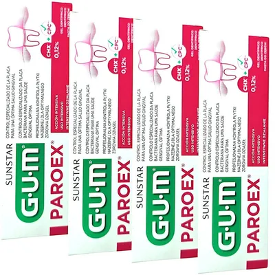 Produktbild von 4x GUM Paroex 0,12% CHX Zahnpasta  4x 75 ml