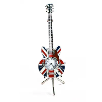 Produktbild von Designer Tischuhr Gitarre GB "Union Jack" aus Metall