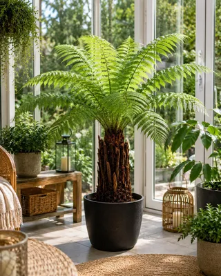 Produktbild von Baumfarn Dicksonia antarctica 40–50 cm | Kahler Stamm | Winterharter Farn | Exotische Gartenpflanze | Urzeitpflanze