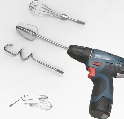 Produktbild von 3Pcs Handmixer Zubehörset für Elektrische Bohrmaschine, Edelstahl Küche Mixer Handheld 7.5inch Spülmaschinenfest (1 Rührbesen, 1