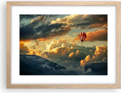 Produktbild von Gerahmtes Poster - Rahmen in heller Eiche - Wolken Ballon Flug - 40x30 cm - Wand Bild - Wanddeko - Wandbilder - Wandposter - Bilderrahmen - Bilder - Kunstdruck - Wandbild - P2NAA40x30-3791