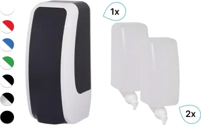 Produktbild von SET: Manueller Spender für Toilettensitzreinigung Blanc Cosmos versch. Farben+2x 1-Liter Sitzreinigungsschaum - PRODUKTSET : Farbe - Schwarz / Weiß Farbe: Schwarz / Weiß