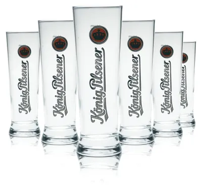 Produktbild von 6x König Pilsener Bier Glas 0,3l Stange Pokal Sahm Gastro Eichstrich Beer Gläser