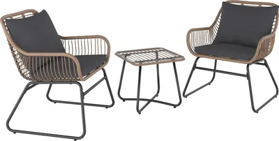 Produktbild von Balkonmöbel-Set Balkonmöbelgarnitur Balkonset Willmar 3-teilig Polyrattan Beige