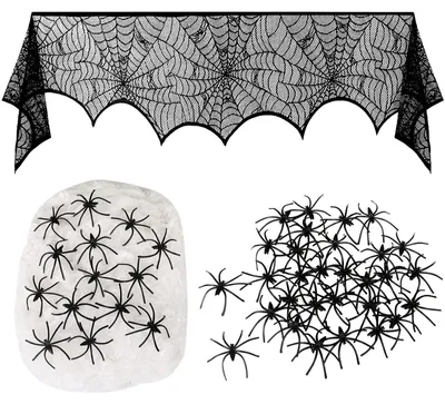 Obrázek produktu pro Dekorace na Halloween: pavučina a 30 pavouků
