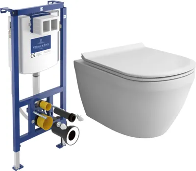 Produktbild von Alpenberger Hänge WC Set | Spülrandlos | ViConnect Spülkasten | Villeroy & Boch | WC mit Absenkautomatik | Nano-Beschichtung (8200 Slim, ohne Betätigungsplatte)