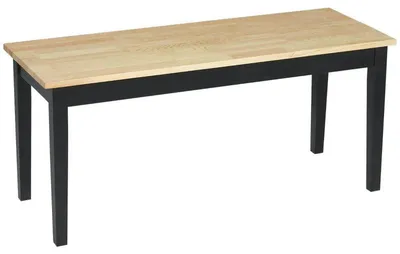 Image de Banc en bois massif (pin) - Canapé 2 places | Couleur : Naturel + Noir | Dimensions : 102 x 36 x 45 cm