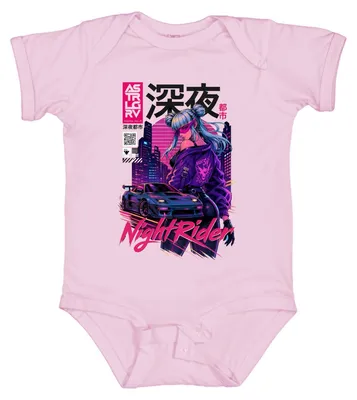 Produktbild von Night Rider Cyberpunk Anime Girl JDM Sportwagen Neon Japan Y2K Manga Baby Body, Pink, 3/6