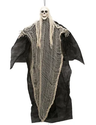 Produktbild von Sensenmann Halloween Hängedekoration schwarz-weiss-beige 110cm - Einheitsgröße