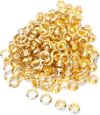 Produktbild von 100pcs 6mm Messing Doppelseitiger Eyelet Hollow Niivet für Kleidungssack / Gürtelschuh (Gold)