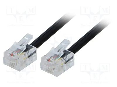 Immagine prodotto di 2 cavi: telefono, lunghezza 2 metri, colore nero. Cavo di collegamento per telefono con connettori RJ11 su entrambi i lati