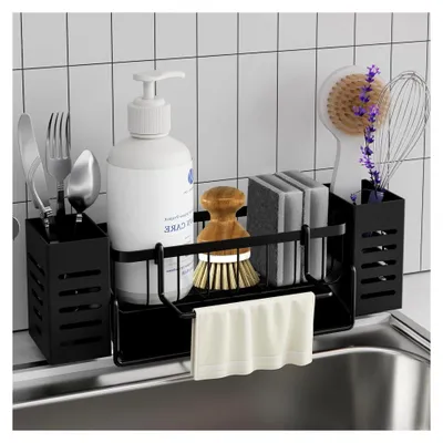 Produktbild von Spülbecken Organizer aus Edelstahl mit Selbstentleerender Ablaufwanne und Handtuchhalter