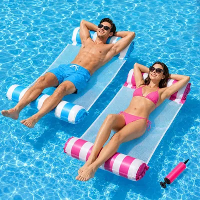 Image de Matelas gonflables pour piscine, lot de 2, modèle 4-en-1
