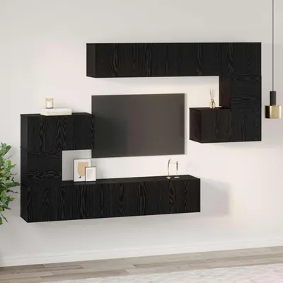 Produktbild von Maison Exclusive - TV-Schrankset 8 pcs Schwarz Eichen-Optik Holzwerkstoff