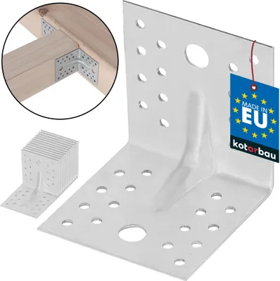 Produktbild von KOTARBAU® Sada 12 úhelníků 80x80x80 mm Úhelníková spojka Úhelník pro velkou zátěž z žárově pozinkované oceli Rohový úhelník s fazetou Plechový úhelník Kovový úhelník Ocelový úhelník 90 stupňů Úhlový profil Stavební úhelník Úhelník židle