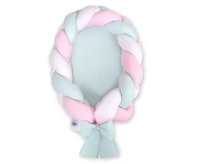 Produktbild von 2-in-1 geflochtener Babykokon - Weiß, Rosa und Mint