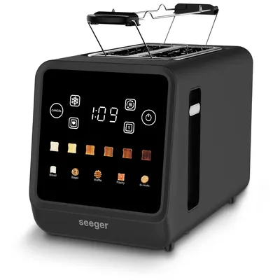 Image de Grille-pain numérique Seeger, avec écran tactile intelligent, 2 fentes, 5 programmes de pain, 6 niveaux de brunissage, noir