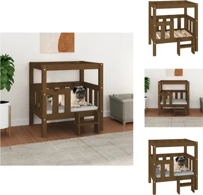 Obrázok produktu pre vidaXL Pelech pre psa medovo hnedý 65,5x43x70 cm z masívneho borovicového dreva - Pelechy pre psov