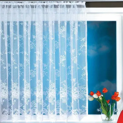 Produktbild von Gardine mit Universalband (500x145cm, Design: Monique) - Gardine Voile Jacquard transparente Spitzenoptik, lichtdurchlässig, pflegeleicht