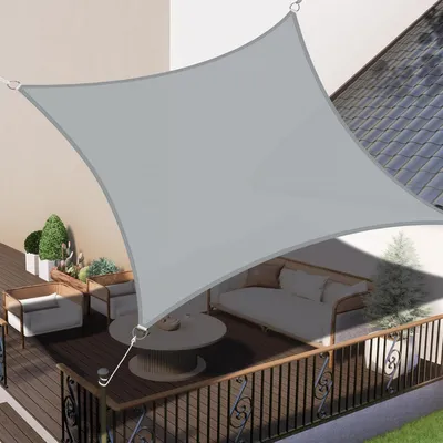 Image de Voile d'ombrage rectangulaire, 2x2 mètres, imperméable, gris clair, protection UV, en polyester PES
