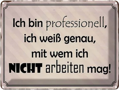 Produktbild von vianmo Blechschild 30x40 cm ich bin professionell weiß Spruch Zitat