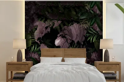 Produktbild von MuchoWow® Fototapete für Wohnzimmer oder Schlafzimmer Wandtapete Vinyl Motivtapete Weltkarte - Lila - Pflanzen - 240x240 cm - Schlafzimmer-Tapete