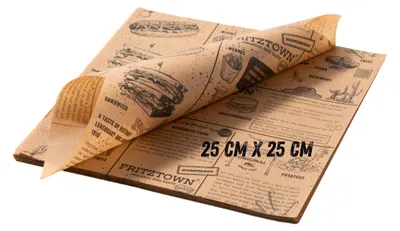 Produktbild von 1000 Blatt Einschlagpapier für Burger 25x25 cm, Sandwich & BBQ | FRITZTOWN | Fettabweisendes Food Paper | Perfekt für Street Food