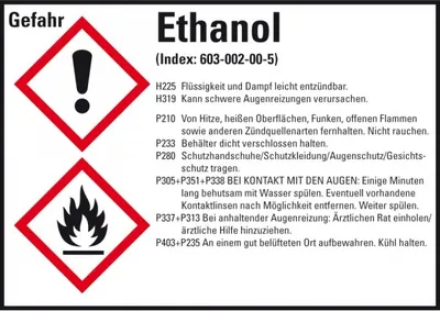 Produktbild von Dreifke® Aufkleber I GHS-Etikett Ethanol, GefStoffV/GHS/CLP, Folie, selbstkle...