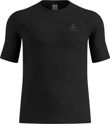 Schwarzes Odlo Performance Wool 140 T-Shirt mit kurzem Arm und Rundhalsausschnitt