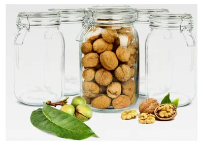 Produktbild von 6 Einmachgläser 1500ml mit Bügelverschluss + 10 Etiketten und 6 Dichtungen