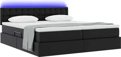 Obrázek produktu pro Postel s úložným prostorem a LED osvětlením Černá 180 x 200 cm