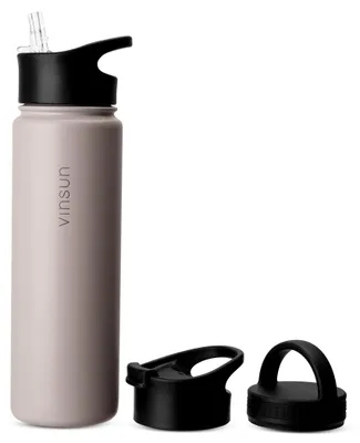 Trinkflasche Edelstahl 750ml Thermo Flasche Wasser Sport isoliert Beige Vinsun