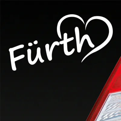 Produktbild von Auto Aufkleber Fürth Herz Stadt City Liebe Love Heimat 17x8 cm Weiss Glanz Sticker Heckscheibenaufkleber