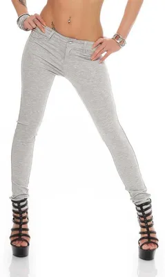 Produktbild von Damen Jeggings Hüfthose Grau Meliert XL/42